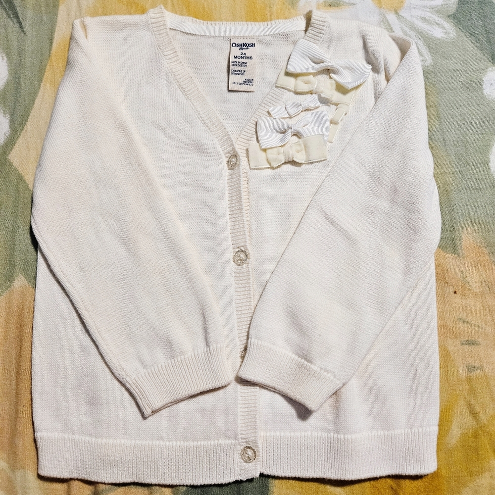 OshKosh B'gosh - Cream Bows Baby Girl Cardigan